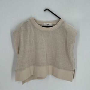 Frankie Shop Linen Blend Padded Shoulder Cropped Vest Top